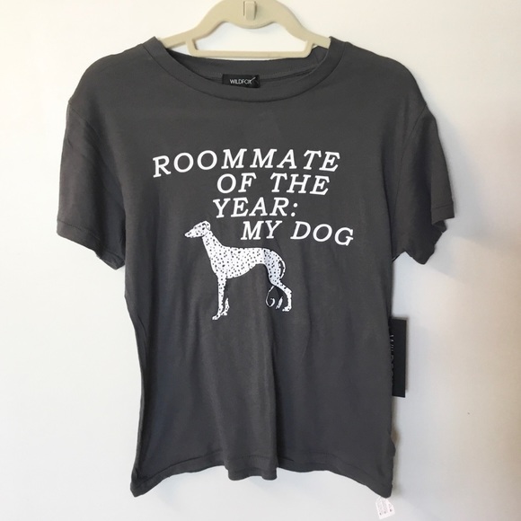 NWT Wildfox Roommate of the Year: My Dog Tee - Gray - S - Picture 1 of 6